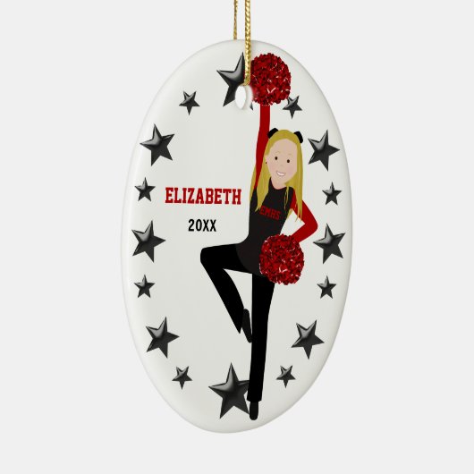 黒い及び赤のPomのブロンドの分隊 セラミックオーナメント (右)