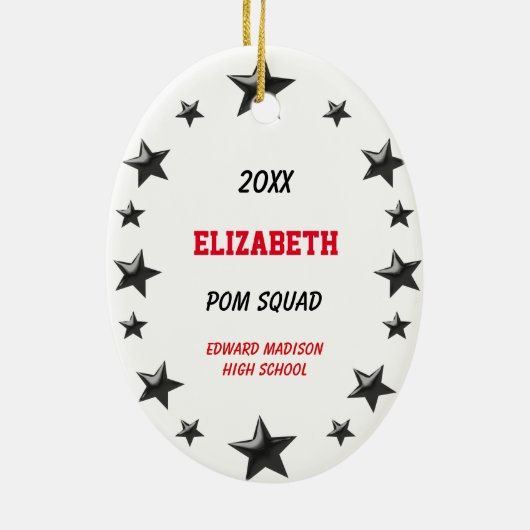 黒い及び赤のPomのブロンドの分隊 セラミックオーナメント (裏面)