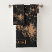 黒い及び金大理石 バスタオルセット (インサイチュ)