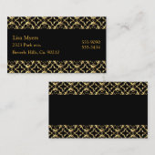 黒い及び金属金ゴールドの格子 名刺 (正面/裏面)