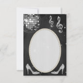 黒い及び銀製のディスコの球の輝きのかかとは感謝していしています サンキューカード (裏面)