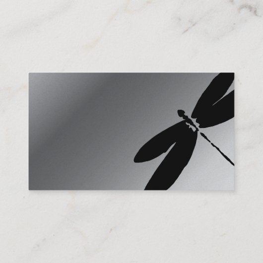 黒い及び銀製のトンボの名刺のデザイン 名刺 (裏面)