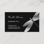 黒い及び銀製のトンボの名刺のデザイン 名刺 (正面)