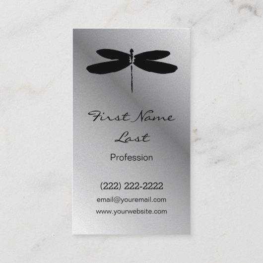 黒い及び銀製のトンボの名刺 名刺 (裏面)