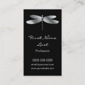 黒い及び銀製のトンボの名刺 名刺 (正面)