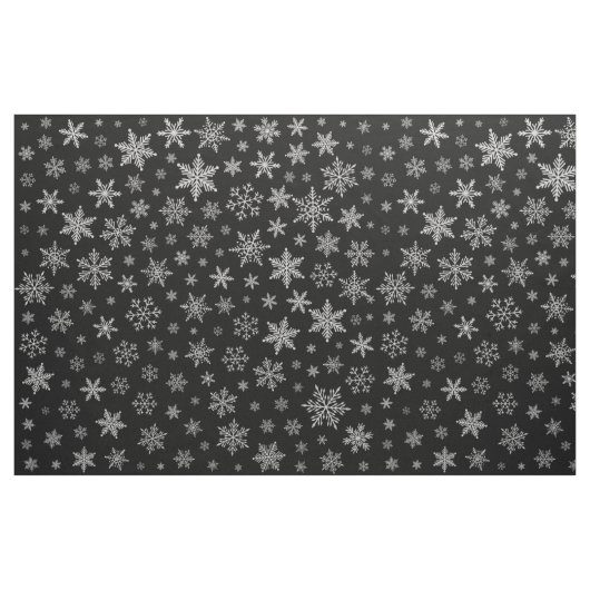 黒い及び銀製灰色モダンな雪片2 - ファブリック (ファットクウォーター)