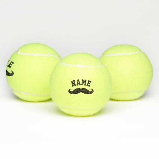 黒い口ひげおもしろい名前をカスタムする テニスボール (マルチ)
