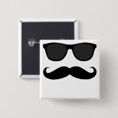 黒い口ひげおよびサングラスのユーモアのギフト 缶バッジ (正面&裏面)