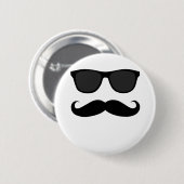 黒い口ひげおよびサングラスのユーモアのギフト 缶バッジ (正面&裏面)