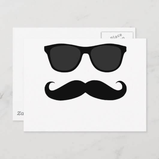 黒い口ひげとサングラスのユーモアの贈り物 ポストカード (正面/裏面)