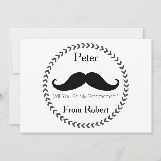 黒い口ひげを私のグルームスマンに 招待状 (正面)