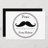 黒い口ひげを私のグルームスマンに 招待状 (正面/裏面)