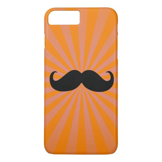 黒い口ひげオレンジ色のサンレイ背景 Case-Mate iPhoneケース (裏面)