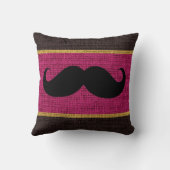 黒い口ひげパンジー紫のバーラップジュート背景 クッション (裏面)