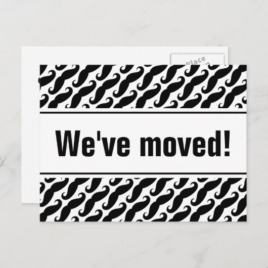 黒い口ひげ付きのヒップスター移動はがきプリント 案内ポストカード (正面/裏面)