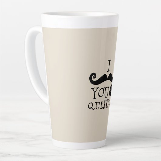 黒い口ひげ質問ユーモアお父さんの日 カフェラテマグ (左アングル)