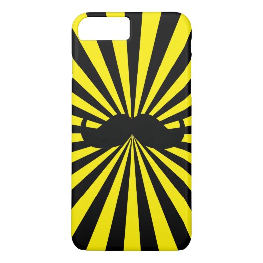 黒い口ひげ黄色の太陽光線の背景 Case-Mate iPhoneケース (裏面)