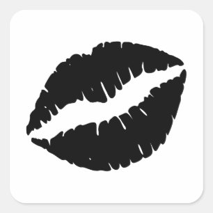 黒い口紅を塗った唇のキスグラフィック スクエアシール