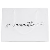 黒い可愛い署名名 ラージペーパーバッグ (正面)