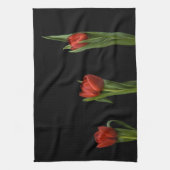 黒い台所タオルのスタイリッシュで鮮やかで赤いチューリップ キッチンタオル (縦)