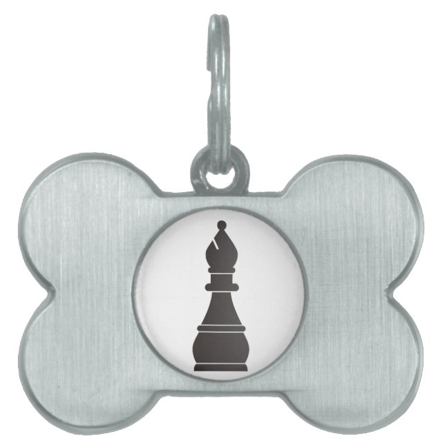 黒い司教の駒 ペットネームタグ (正面)