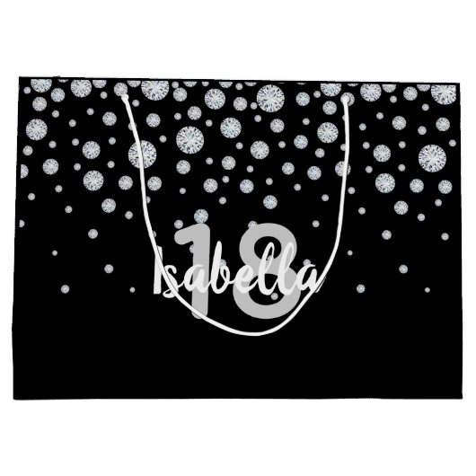 黒い名の年フェイク齢の18歳の誕生日ダイヤ ラージペーパーバッグ (裏面)