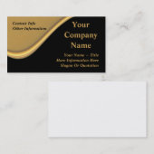 黒い名刺の上品な金ゴールドの波 名刺 (正面/裏面)