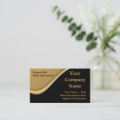 黒い名刺の上品な金ゴールドの波 名刺 (スタンド正面)