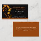 黒い名刺の燃やされたオレンジアクセント 名刺 (正面/裏面)