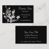 黒い名刺の白い花柄 名刺 (正面/裏面)