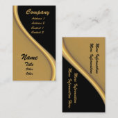 黒い名刺の金ゴールドの波 名刺 (正面/裏面)