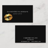 黒い名刺の金唇のキス 名刺 (正面/裏面)