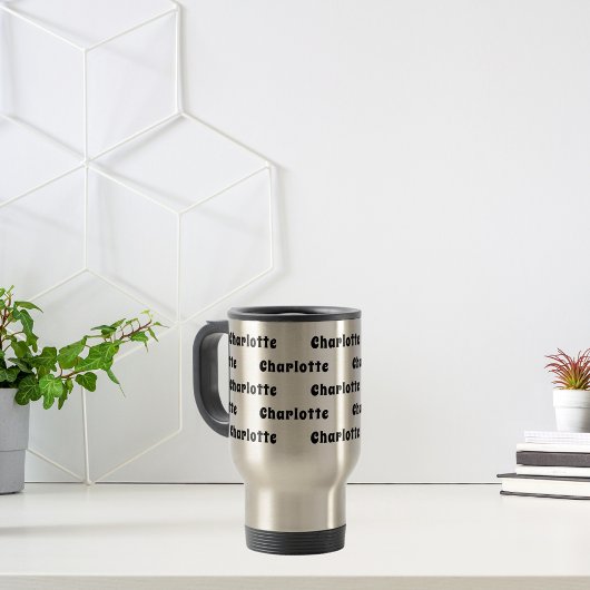黒い名前のパターン トラベルマグ