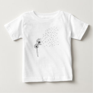 黒い吹くタンポポのTシャツ ベビーTシャツ