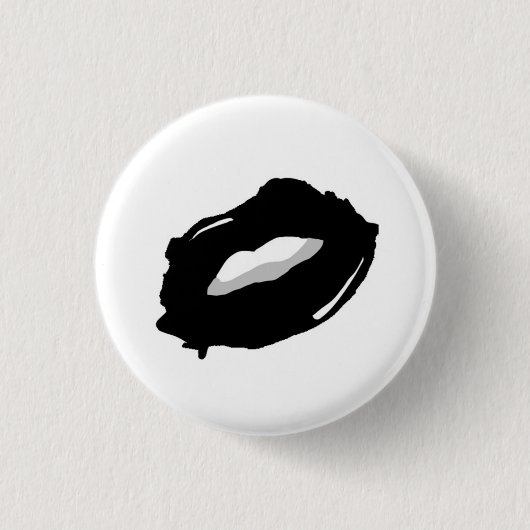 黒い唇のポップアートPin 缶バッジ (正面)