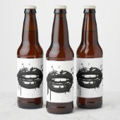 黒い唇スタイリッシュファッションキスメイクアップアーティスト ビールラベル (ボトル)