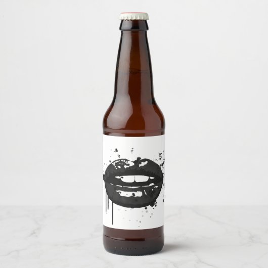 黒い唇スタイリッシュファッションキスメイクアップアーティスト ビールラベル (正面)
