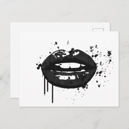 黒い唇スタイリッシュファッションキスメイクアップアーティスト ポストカード (正面/裏面)