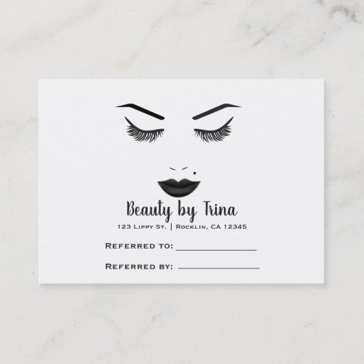 黒い唇メイクアップ顔ラッシュリップ紹介サロン 名刺 (裏面)