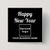 黒い四角いボタンで新年の挨拶 缶バッジ (正面)