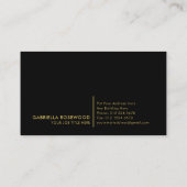 黒い四角い金ゴールド枠で美しい赤いバラ 名刺 (裏面)