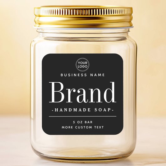 黒い四角エレガントモダン積ラベル スクエアシール