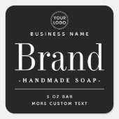 黒い四角エレガントモダン積ラベル スクエアシール (正面)