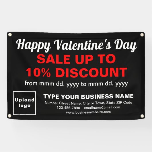 黒い四角形のバナーでビジネスのバレンタインデーを販売 横断幕 (横)
