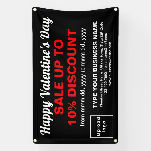 黒い四角形のバナーでビジネスのバレンタインデーを販売 横断幕 (縦)