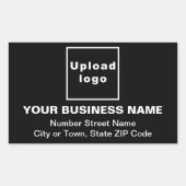 黒い四角形のビジネスアドレスのステッカー 長方形シール (正面)