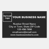 黒い四角形の上のビジネスブランドのシール 長方形シール (正面)