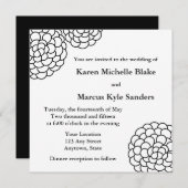 黒い四角形の結婚式招待状またはアナウンス 招待状 (正面/裏面)