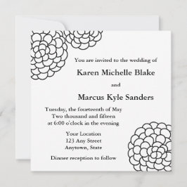 黒い四角形の結婚式招待状またはアナウンス 招待状