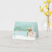 黒い図解入りの、写真付きの子供の冬のクリスマスカード カード (黄色い花)